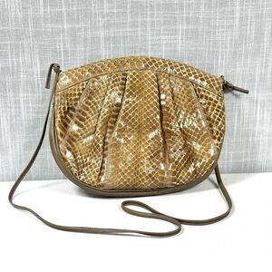 Vintage Palizzio Brown Snakeskin Clutch Shoulder Purse Bag